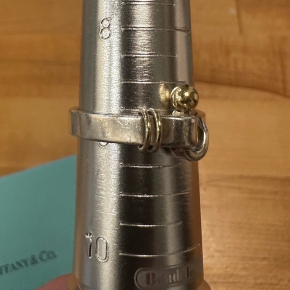 VTG Tiffany & Co. Hook & Eye sterling silver ring 925 w/18k gold accents, SZ 9. - Picture 6 of 7